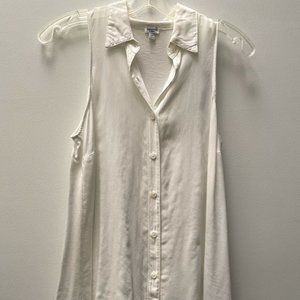 White Splendid Button-Down Sleeveless Top